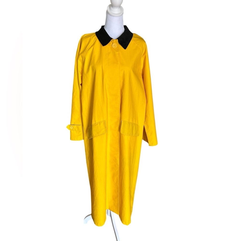 Talbots Vintage Yellow Raincoat Long Waterproof Trench, Size M Retro Nautical​​